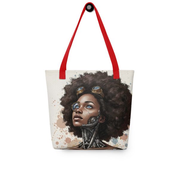 Tote bag polyester futuriste avec illustration colorée — PunkForge