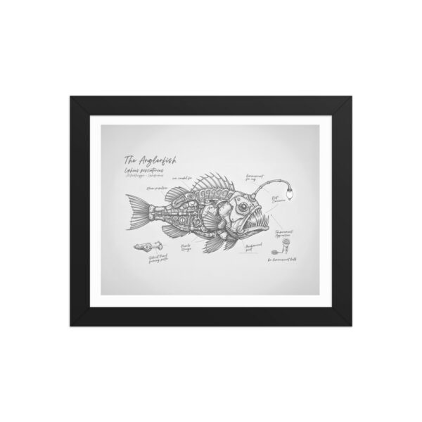 Poster encadré poisson mécanique steampunk en bois ayous — PunkForge
