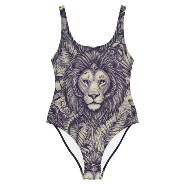 Maillot de bain une pièce all over lion beige noir — PunkForge