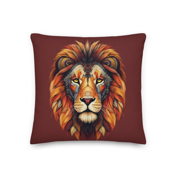 Coussin premium lion rouge foncé design art déco — PunkForge