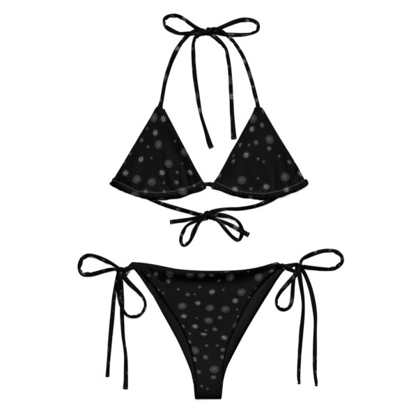 Bikini recyclé noir à petits cercles blancs, UPF 50+ — PunkForge