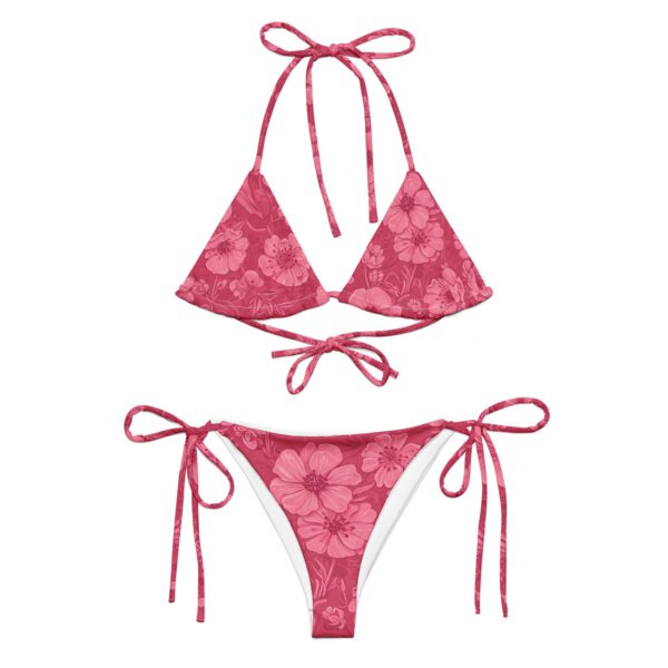Bikini recyclé imprimé floral rose, UPF 50+ et tailles jusqu'au 6XL — PunkForge