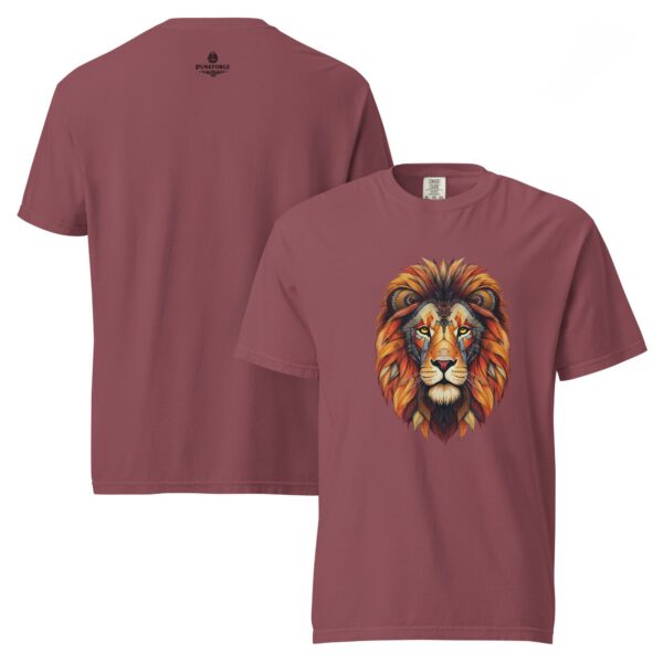 T-shirt teinté lourd unisexe lion rouille en coton doux — PunkForge