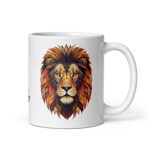 Mug blanc brillant avec lion stylisé - Céramique — PunkForge
