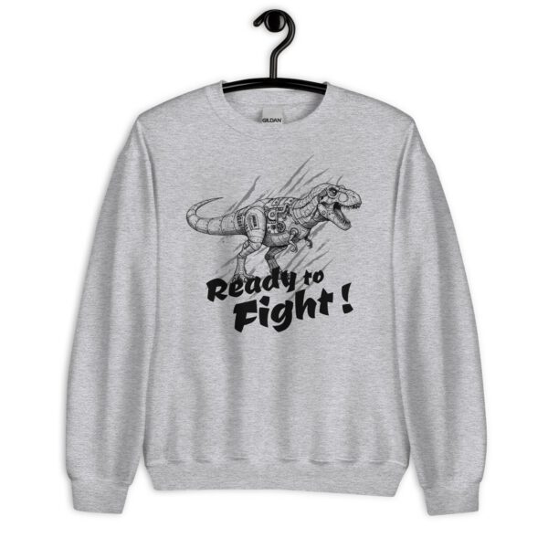 Sweat col rond unisexe gris clair style dinosaure mécanique — PunkForge