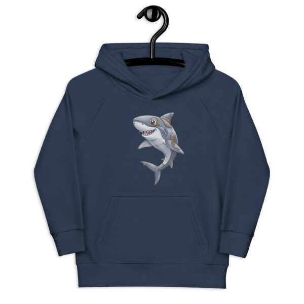Sweat à capuche écologique enfant bleu marine avec requin — PunkForge