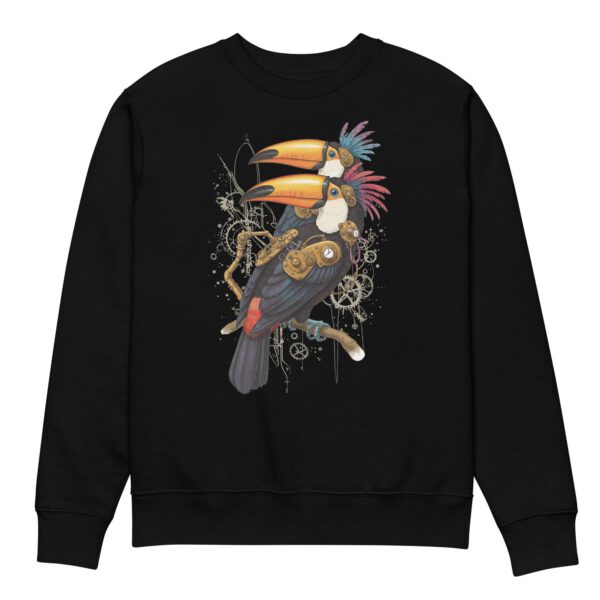 Sweat-shirt écologique noir toucans steampunk unisexe — PunkForge