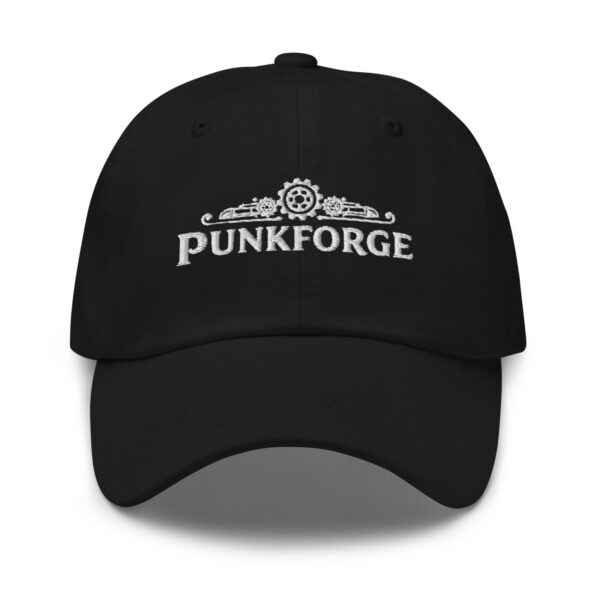 Casquette steampunk noire profil bas avec logo brodé Yupoong 6245CM — PunkForge
