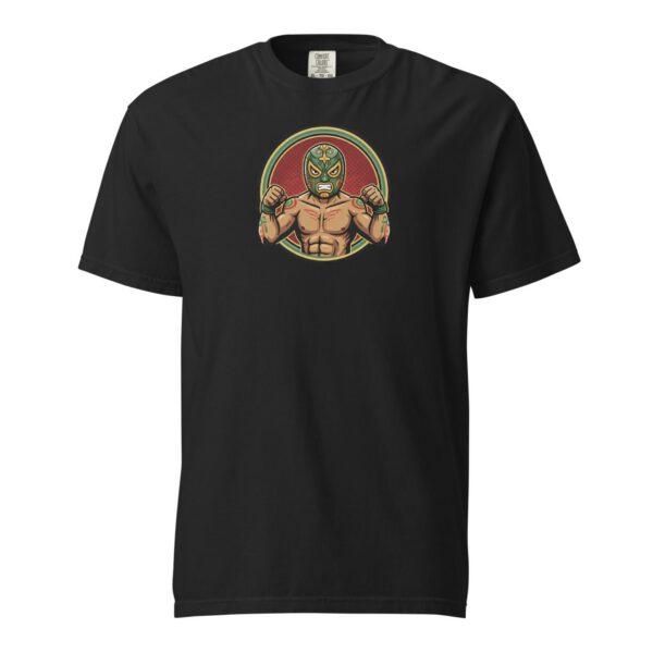 T-shirt teinté lourd unisexe noir motif personnage masqué 100% coton — PunkForge