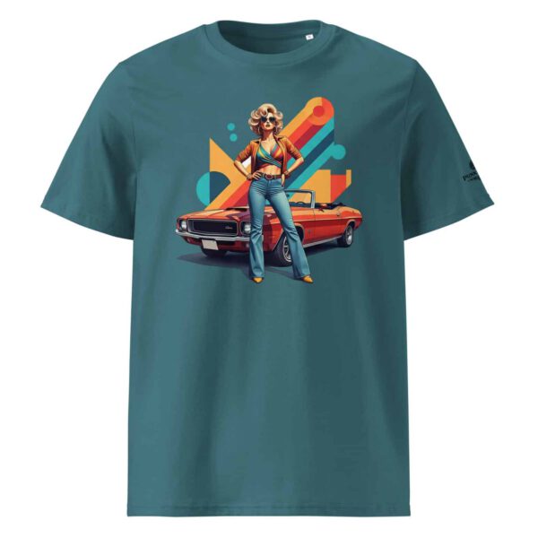 T-shirt unisexe en coton biologique bleu-vert avec motif graphique — PunkForge