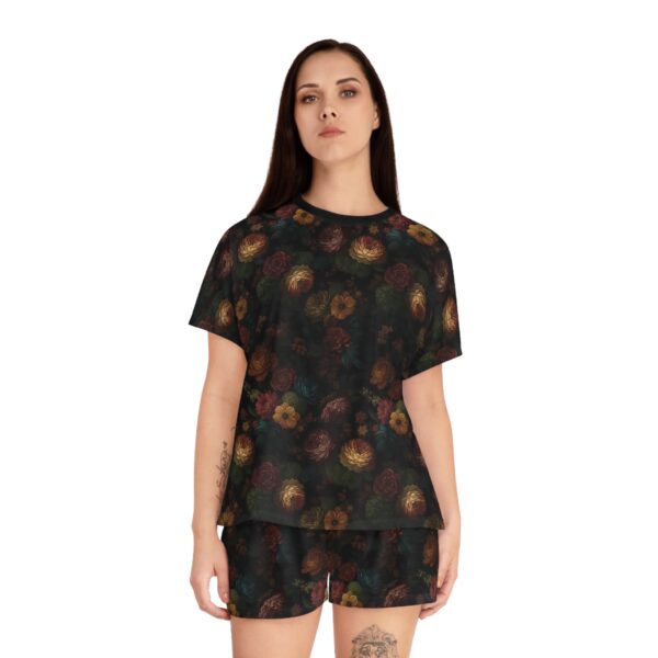 Vintage Dark Floral Pajama Set | Short Sleeve Top and Shorts — PunkForge