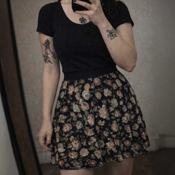 Jupe Patineuse Florale Gothique – Jupe Évasée Vintage Romantique – Taille Élastique Femme — PunkForge