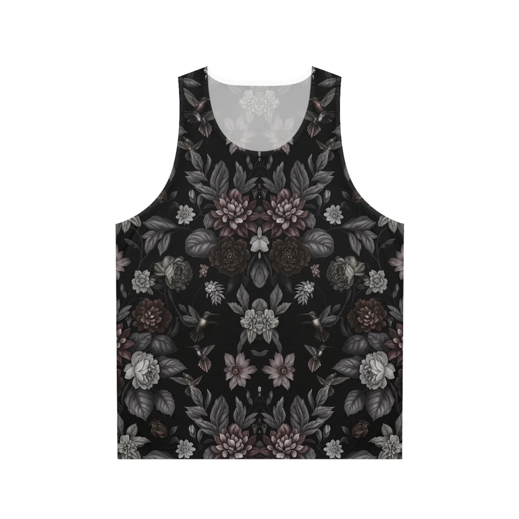 Débardeur Floral Sombre – Top Noir Botanique – Style Gothique Romantique Femme — PunkForge