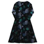 Robe Florale Gothique – Robe Mi-Longue Manches Longues avec Poches – Style Sombre Élégant Femme — PunkForge