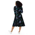 Robe Florale Gothique – Robe Mi-Longue Manches Longues avec Poches – Style Sombre Élégant Femme — PunkForge