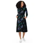 Robe Florale Gothique – Robe Mi-Longue Manches Longues avec Poches – Style Sombre Élégant Femme — PunkForge