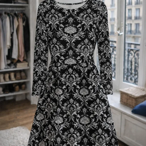 Robe Noire “Belladonna” – Élégance Baroque Gothique, Facile à Porter — PunkForge