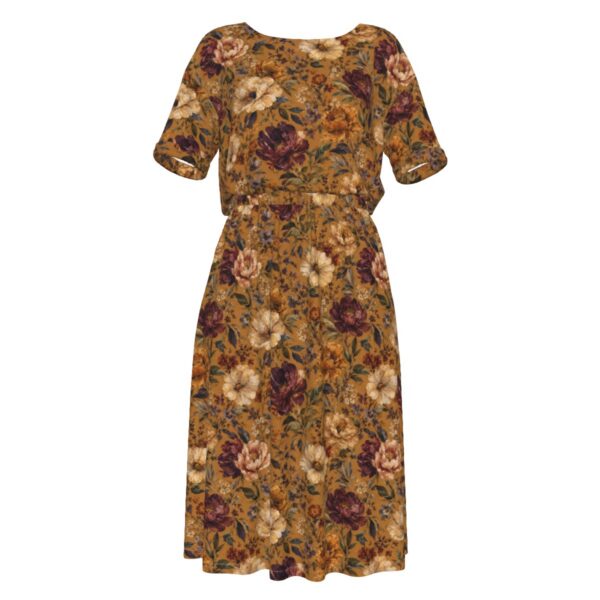 Robe Bohème Fleurie Femme Vintage Chic | Robe Longue Taille Élastique | Robe Florale Automne Bohème | Robe Casual Élégante PunkForge