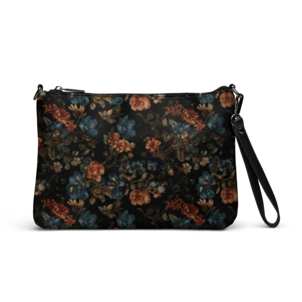 Sac Bandoulière Floral Vintage, Élégance Sombre et Romantique