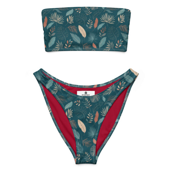 Bikini Bandeau Grande Taille 2XS-6XL | Maillot de Bain Taille Haute Tropical Bleu | Bikini Recyclé Femme | Summer Is Coming | PunkForge