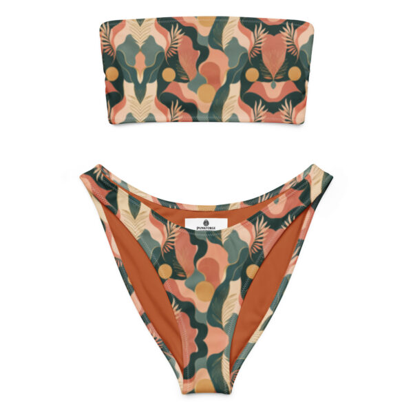 Bikini Bandeau Taille Haute Femme | Maillot de Bain Rétro Graphique | Ensemble Bikini Vintage Été Plage Piscine | XS-3XL