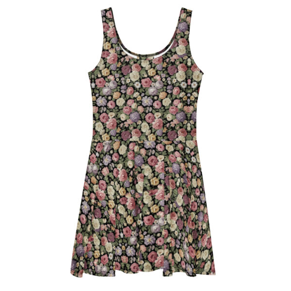 Robe patineuse florale femme | robe été chic et confortable | robe évasée élégante | robe fleurs vintage | XS à grande taille