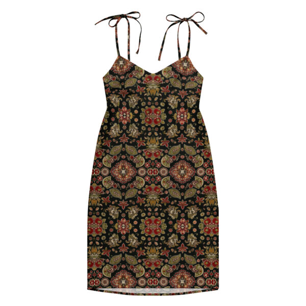 Robe midi bohème chic femme – Robe fluide à bretelles réglables, robe été élégante fendue, robe légère imprimé vintage