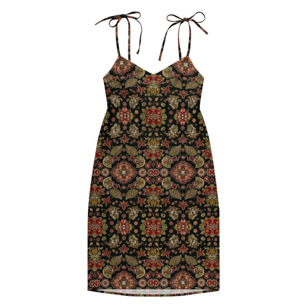 Robe midi bohème chic femme – Robe fluide à bretelles réglables, robe été élégante fendue, robe légère imprimé vintage