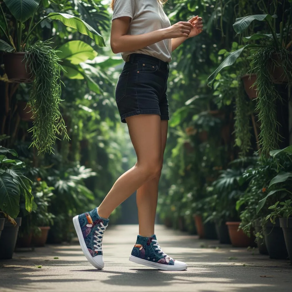 Baskets toile femme toucan steampunk jungle chaussures montantes sneakers originales mode  – vue 3