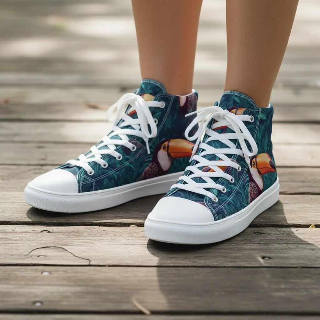 Baskets toile femme toucan steampunk jungle chaussures montantes sneakers originales mode  – vue 7