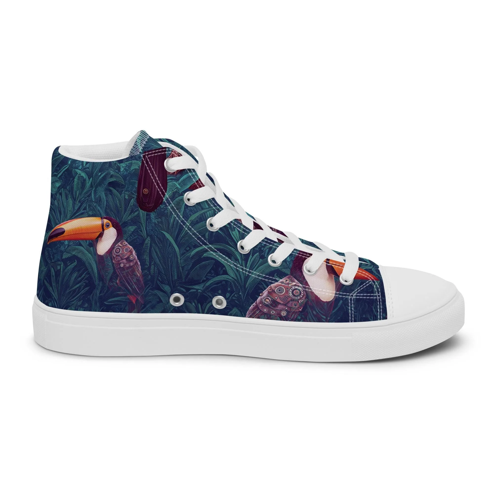 Baskets toile femme toucan steampunk jungle chaussures montantes sneakers originales mode  – vue 8