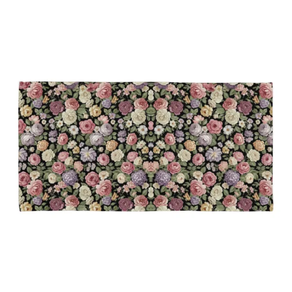 Serviette de Plage Florale Vintage – Grande Serviette Bain Douce, Motif Gothique Romantique, Été Plage Piscine