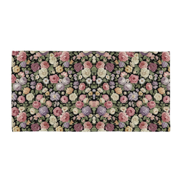 Serviette de Plage Florale Vintage – Grande Serviette Bain Douce, Motif Gothique Romantique, Été Plage Piscine