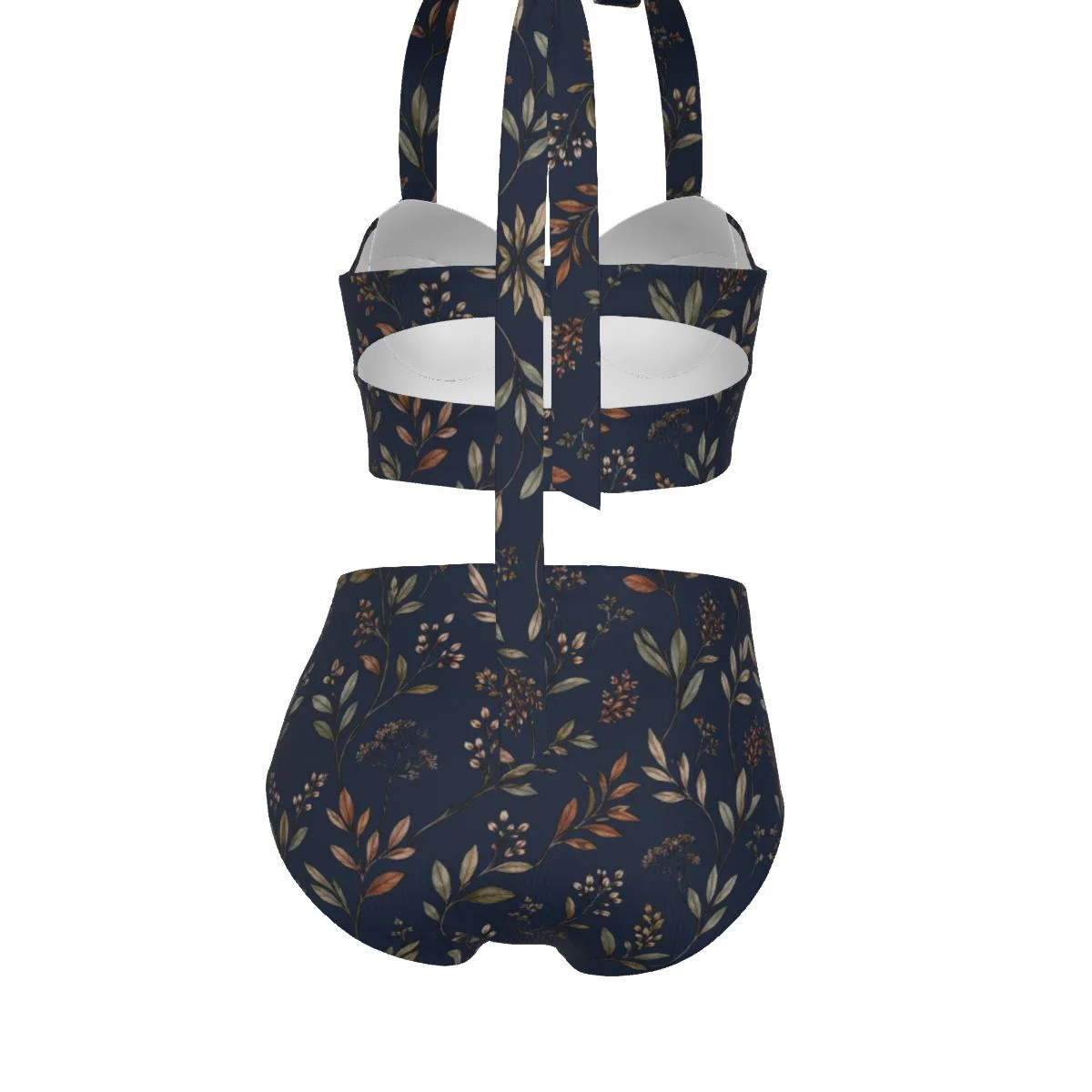 Bikini Grande Taille Fleuri Bleu Marine, Maillot Taille Haute S à 7XL, Ensemble Femme Rétr – vue 12