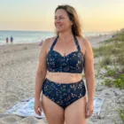 Bikini Grande Taille Fleuri Bleu Marine, Maillot Taille Haute S à 7XL, Ensemble Femme Rétr – vue 2