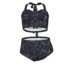Bikini Grande Taille Fleuri Bleu Marine, Maillot Taille Haute S à 7XL, Ensemble Femme Rétr – vue 9