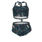 Bikini Taille Haute Fleuri Bleu Nuit, Maillot Femme S à 7XL, Ensemble Deux Pièces Rétro Ch – vue 6