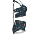 Bikini Taille Haute Fleuri Bleu Nuit, Maillot Femme S à 7XL, Ensemble Deux Pièces Rétro Ch – vue 8