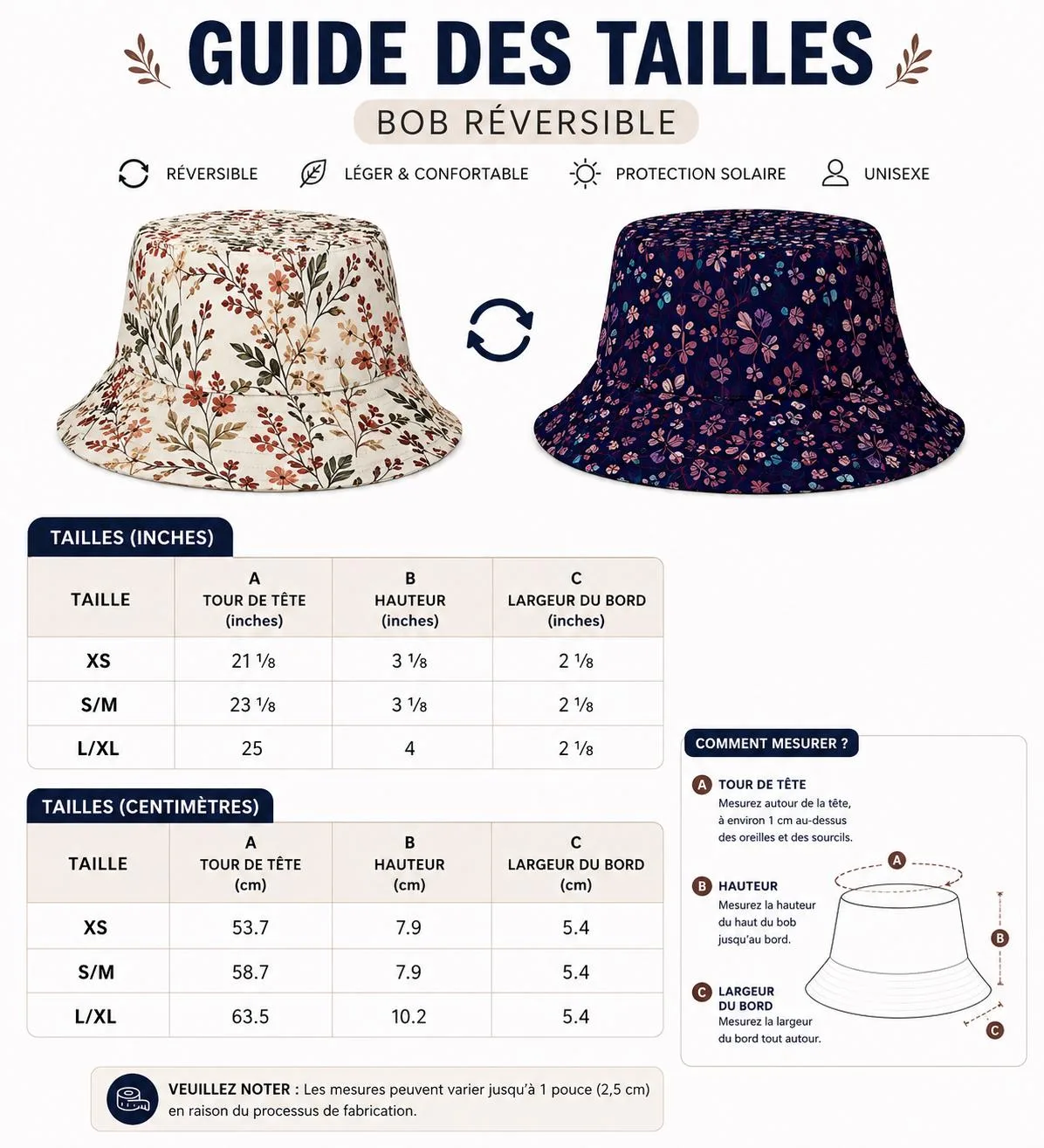 Bob Réversible Fleur Vintage – vue 15