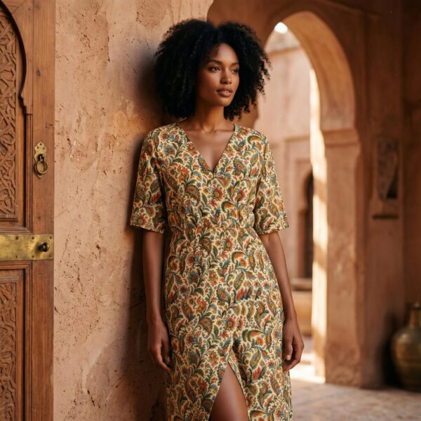 Robe Longue Bohème Femme Paisley Vintage | Robe Plage Fluide Col V | Robe Été Chic Grande Taille | Style Bohèm