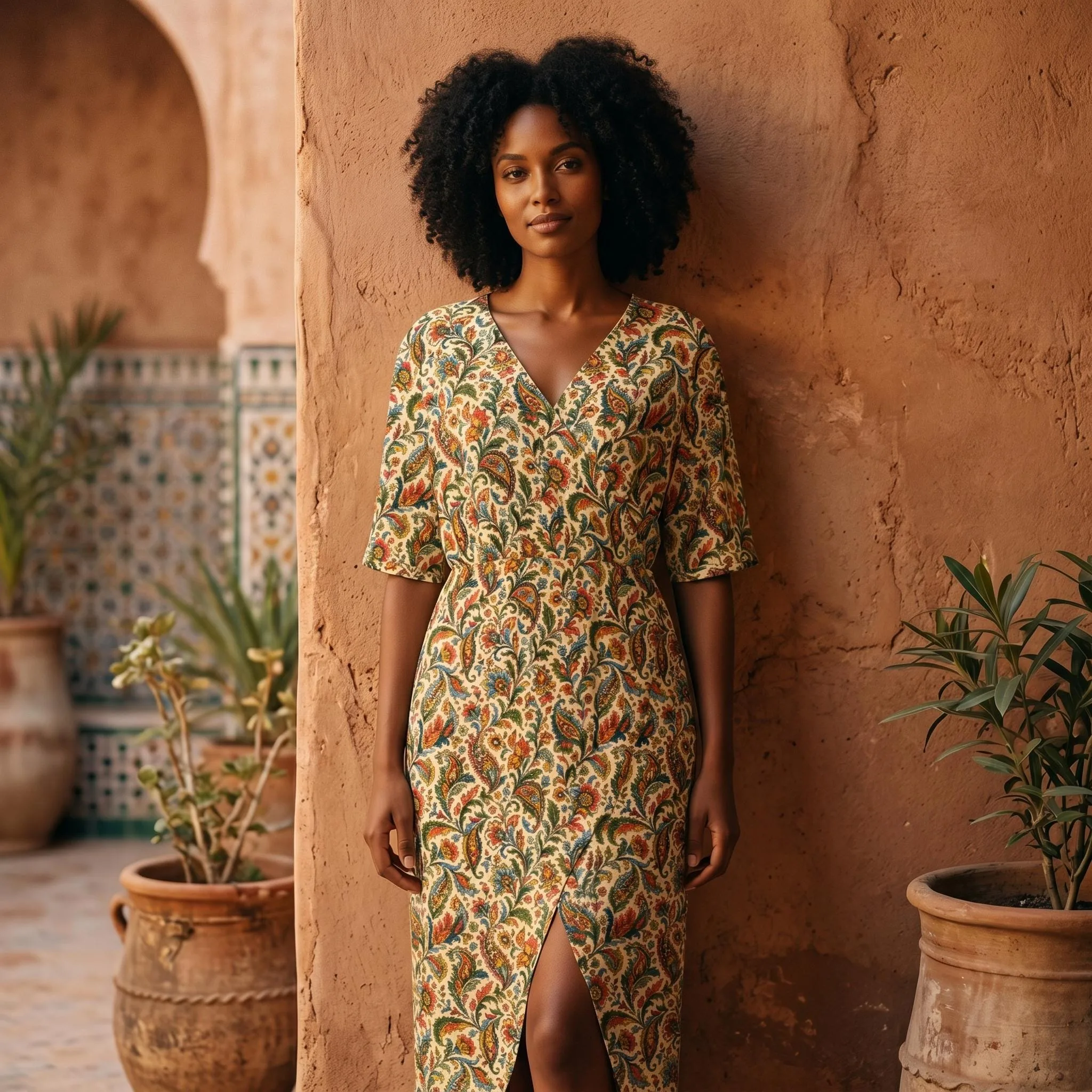 Robe Longue Bohème Femme Paisley Vintage | Robe Plage Fluide Col V | Robe Été Chic Grande Taille | Style Bohèm — vue 3