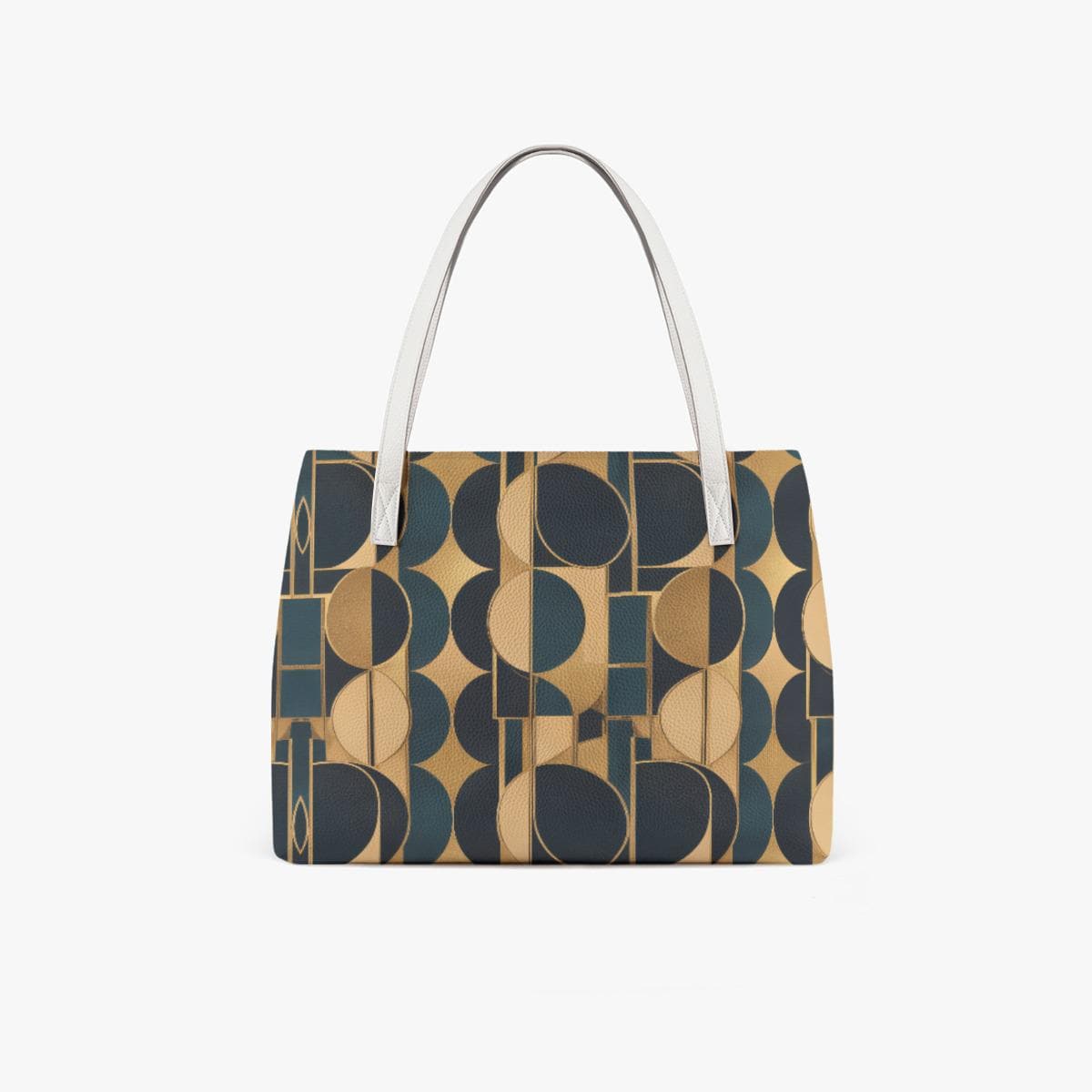 Grand Sac Cabas Géométrique Vintage, Sac Tote Bag Chic Femme, Sac PU Cuir Style Rétro Élégant — vue 3