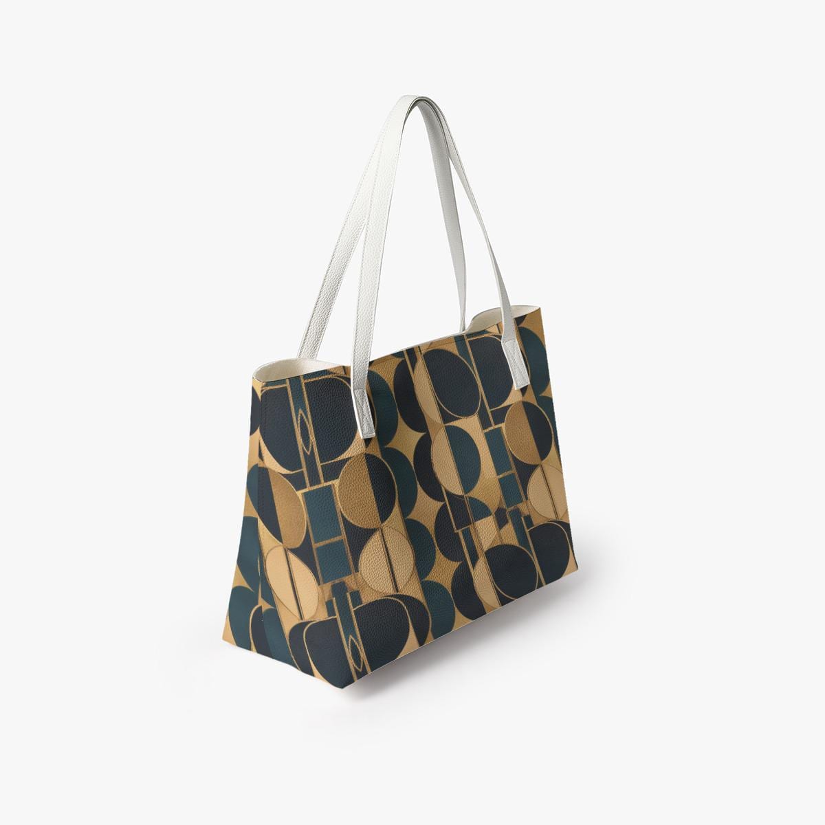 Grand Sac Cabas Géométrique Vintage, Sac Tote Bag Chic Femme, Sac PU Cuir Style Rétro Élégant — vue 5