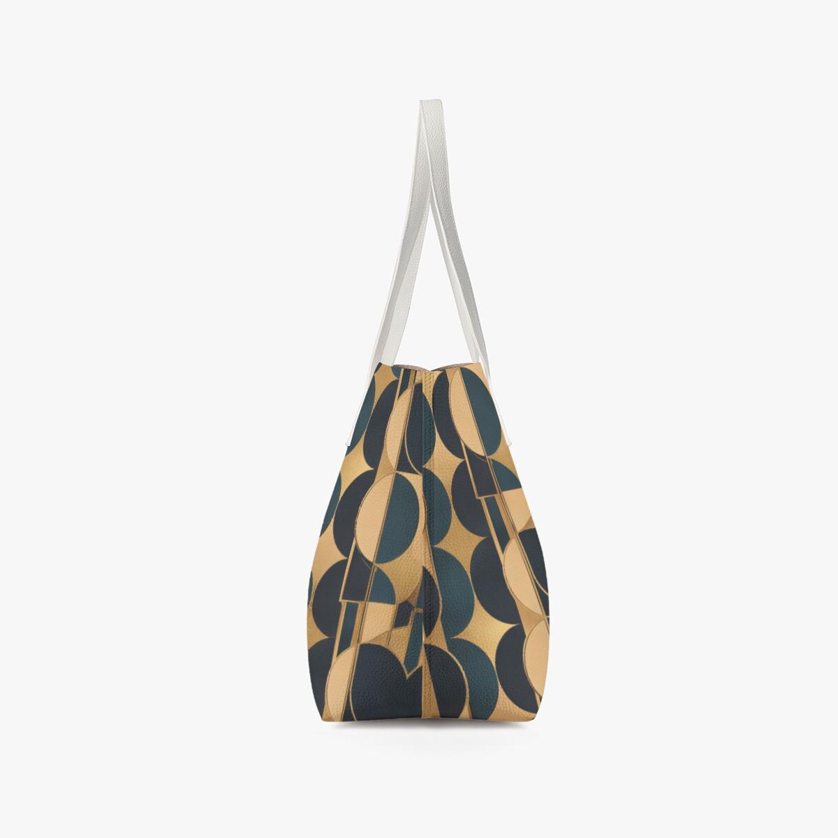 Grand Sac Cabas Géométrique Vintage, Sac Tote Bag Chic Femme, Sac PU Cuir Style Rétro Élégant — vue 7