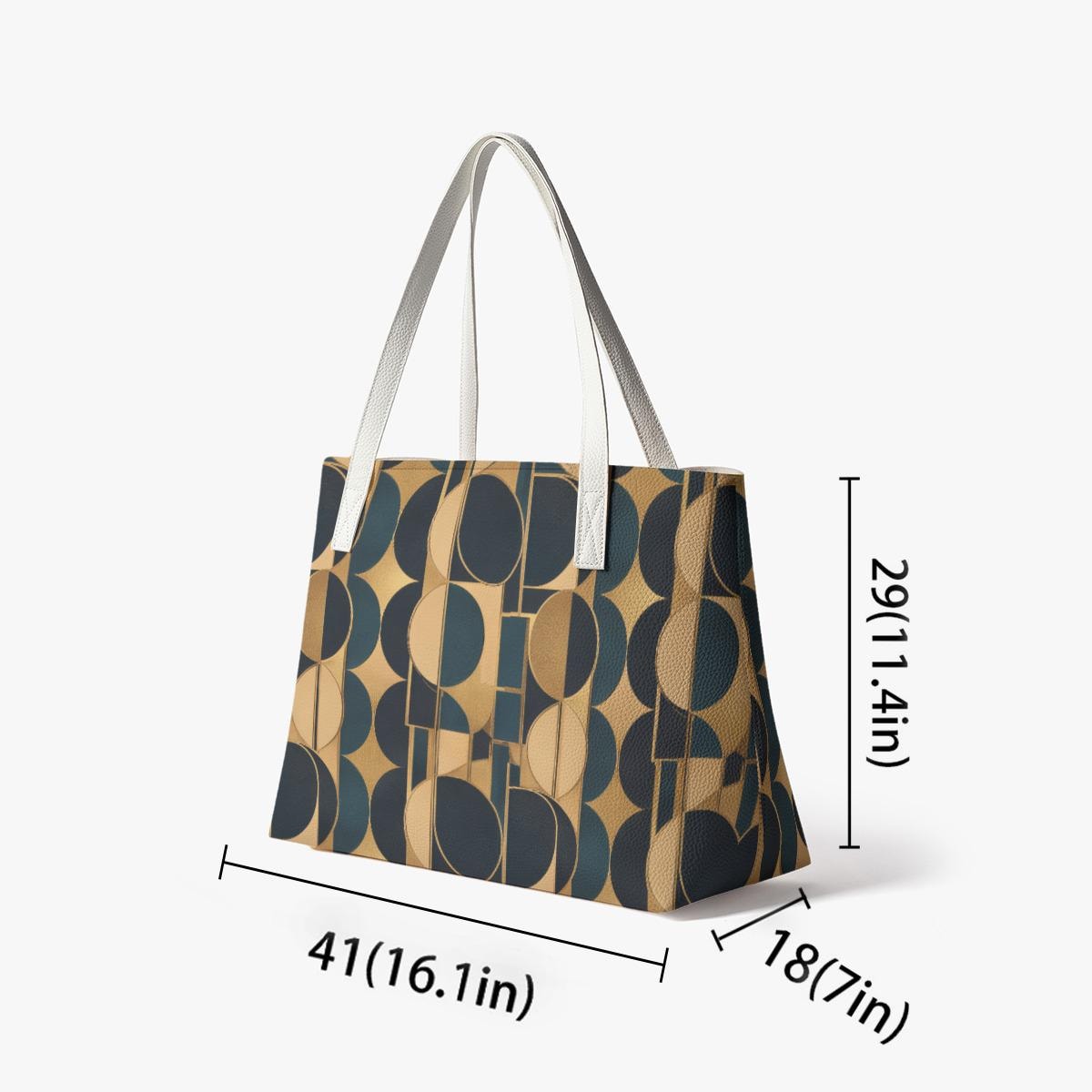 Grand Sac Cabas Géométrique Vintage, Sac Tote Bag Chic Femme, Sac PU Cuir Style Rétro Élégant — vue 9