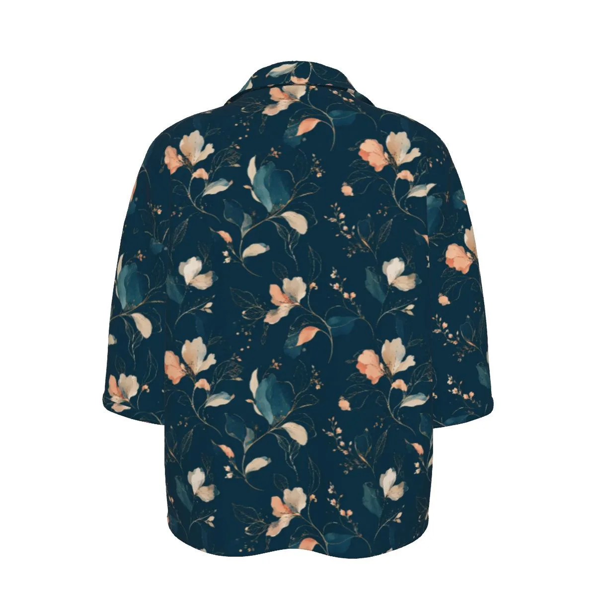 Chemise Femme Fleurie Sombre – Blouse Bohème Chic Dark Floral Bleu Nuit Coupe Ample Élégante - Du XS au 2XL. — vue 10