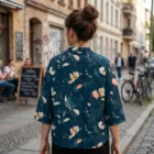 Chemise Femme Fleurie Sombre – Blouse Bohème Chic Dark Floral Bleu Nuit Coupe Ample Élégante - Du XS au 2XL. — vue 4