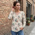 Blouse Florale Femme Col Lacé | Haut Bohème Chic Manches Longues | Tunique Romantique Printemps Été | Grande T — vue 2