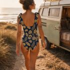 Maillot de Bain 1 Pièce Femme | Maillot Tropical Chic | Dos Échancré & Bretelles Nouées | Summer Is Coming | S — vue 3