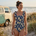 Maillot de Bain 1 Pièce Femme | Maillot Tropical Chic | Dos Échancré & Bretelles Nouées | Summer Is Coming | S — vue 7